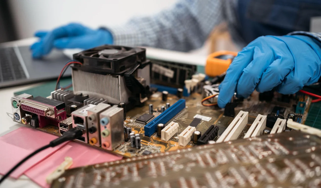 Serviser pri diagnostiki in popravilu elektronske opreme